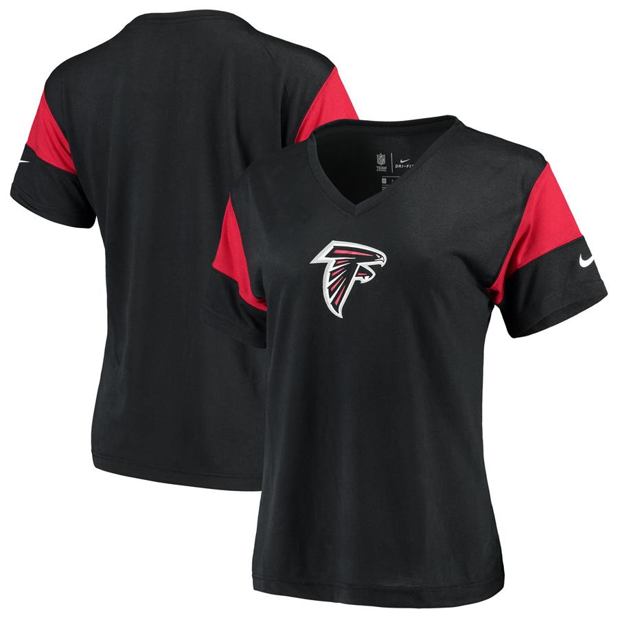 Atlanta Falcons Nike Women's Breathe Performance V-Neck T-Shirt - Black