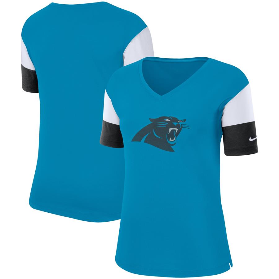 Carolina Panthers Nike Women's Breathe Performance V-Neck T-Shirt - Blue