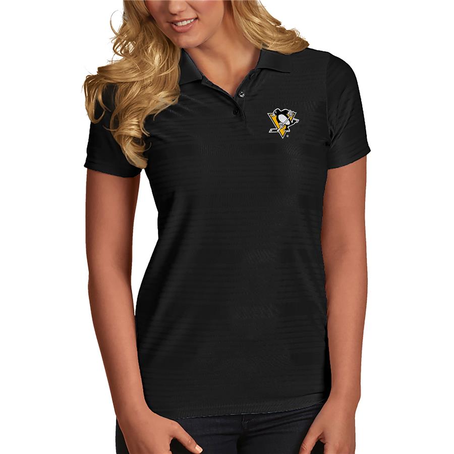 Pittsburgh Penguins Antigua Women's Illusion Desert Dry Xtra-Lite Polo - Black