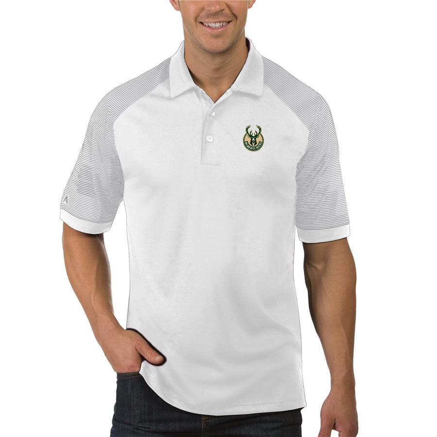 Milwaukee Bucks Antigua Engage Polo - White