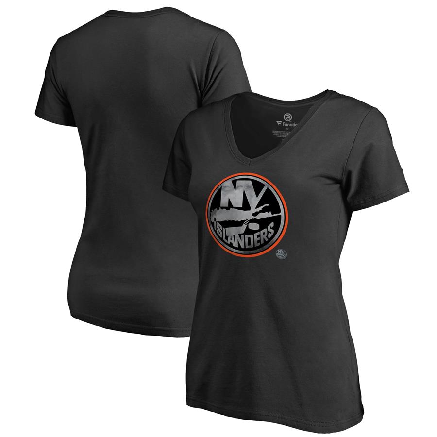 New York Islanders Fanatics Branded Women's Core Smoke V-Neck T-Shirt - Black