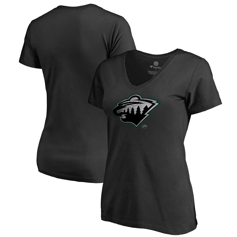 Женская футболка с V-вырезом Minnesota Wild Fanatics Branded Core Smoke (чёрный)