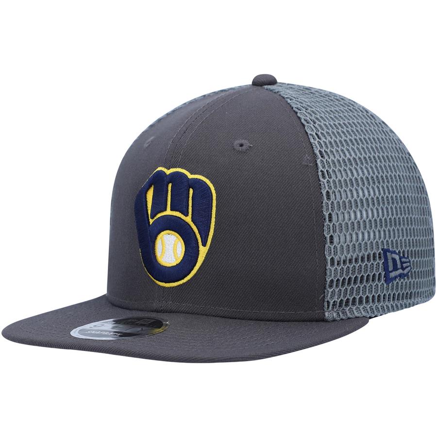 Milwaukee Brewers New Era Mesh Fresh 9FIFTY Adjustable Snapback Hat - Graphite