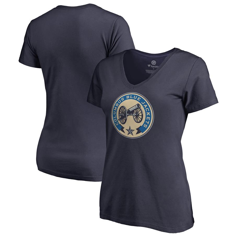 Columbus Blue Jackets Fanatics Branded Women's Team Alternate V-Neck T-Shirt - Navy