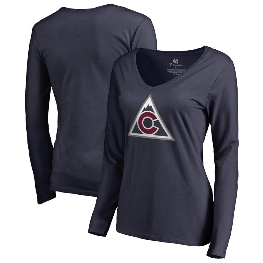 Colorado Avalanche Fanatics Branded Women's Team Alternate Long Sleeve V-Neck T-Shirt - Navy
