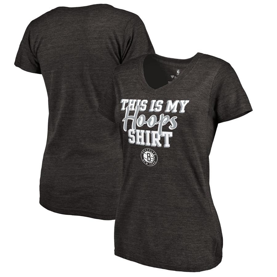 Brooklyn Nets Fanatics Branded Women's Air Tri-Blend V-Neck T-Shirt - Black