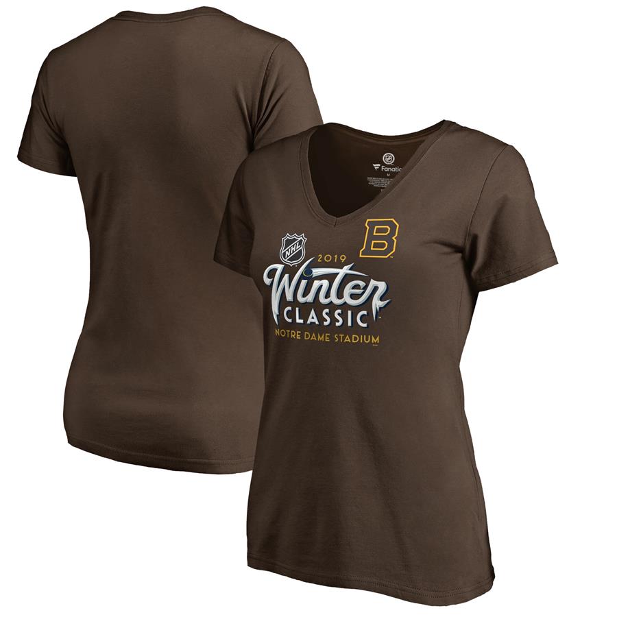 Boston Bruins Fanatics Branded Women's 2019 Winter Classic Ice T-Shirt - Brown