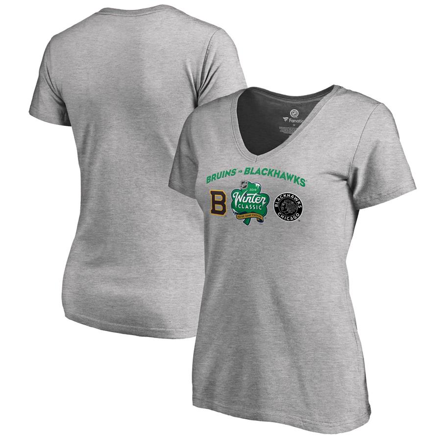 Fanatics Branded Women's 2019 Winter Classic Matchup T-Shirt - Heather Gray