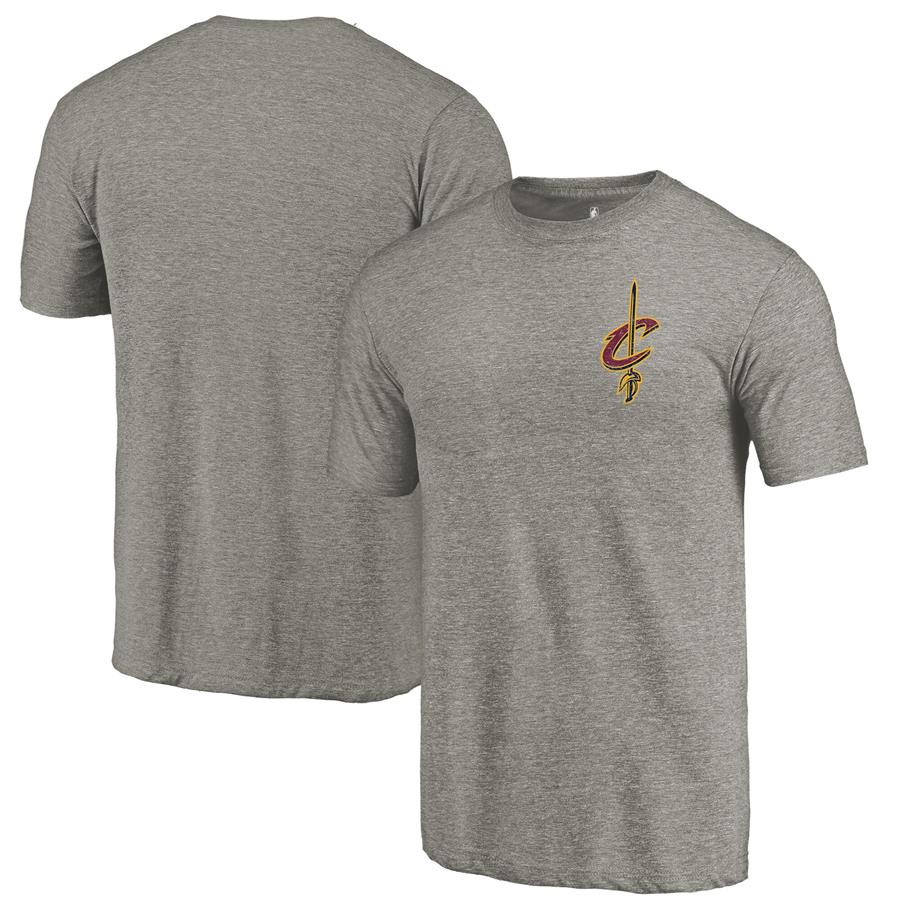 Cleveland Cavaliers Fanatics Branded Primary Logo Left Chest Distressed Tri-Blend T-Shirt - Gray