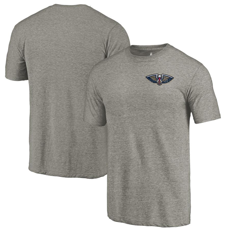 New Orleans Pelicans Fanatics Branded Primary Logo Left Chest Distressed Tri-Blend T-Shirt - Gray