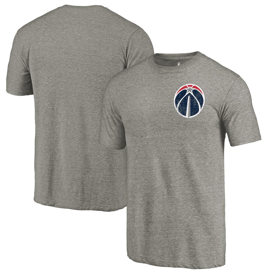 Washington Wizards Fanatics Branded Primary Logo Left Chest Distressed Tri-Blend T-Shirt - Gray