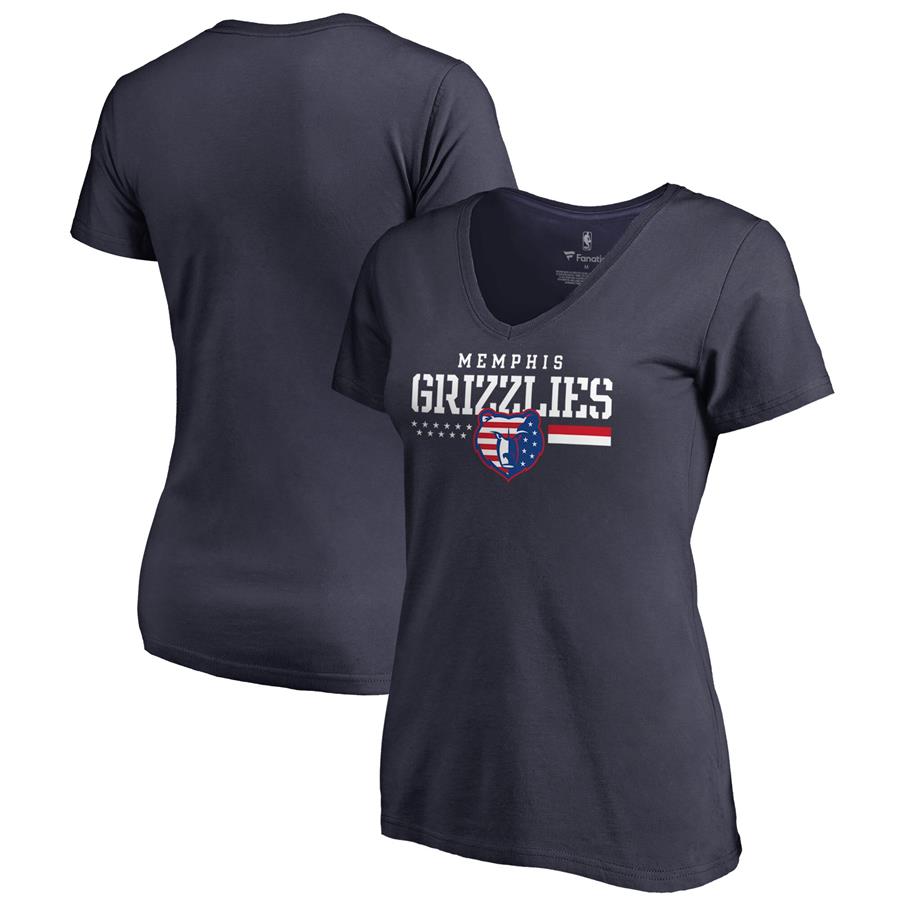 Memphis Grizzlies Fanatics Branded Women's Hoops For Troops V-Neck T-Shirt - Navy