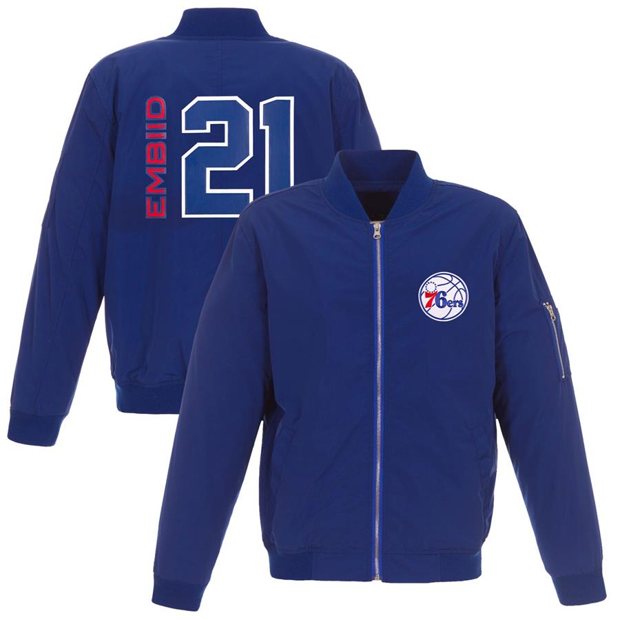 Joel Embiid Philadelphia 76ers Fanatics Branded Player Full-Zip Bomber Jacket - Royal
