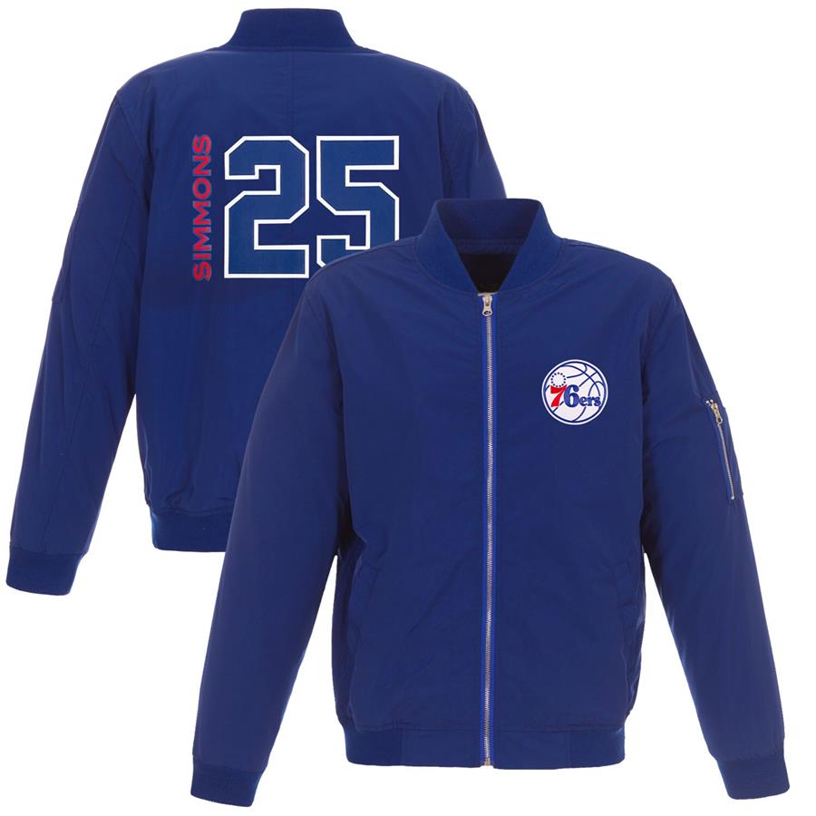 Ben Simmons Philadelphia 76ers Fanatics Branded Player Full-Zip Bomber Jacket - Royal