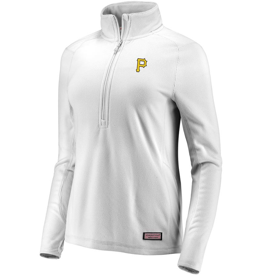 Pittsburgh Pirates Vineyard Vines Women's Performance Grid Half-Zip Pullover Jacket - White