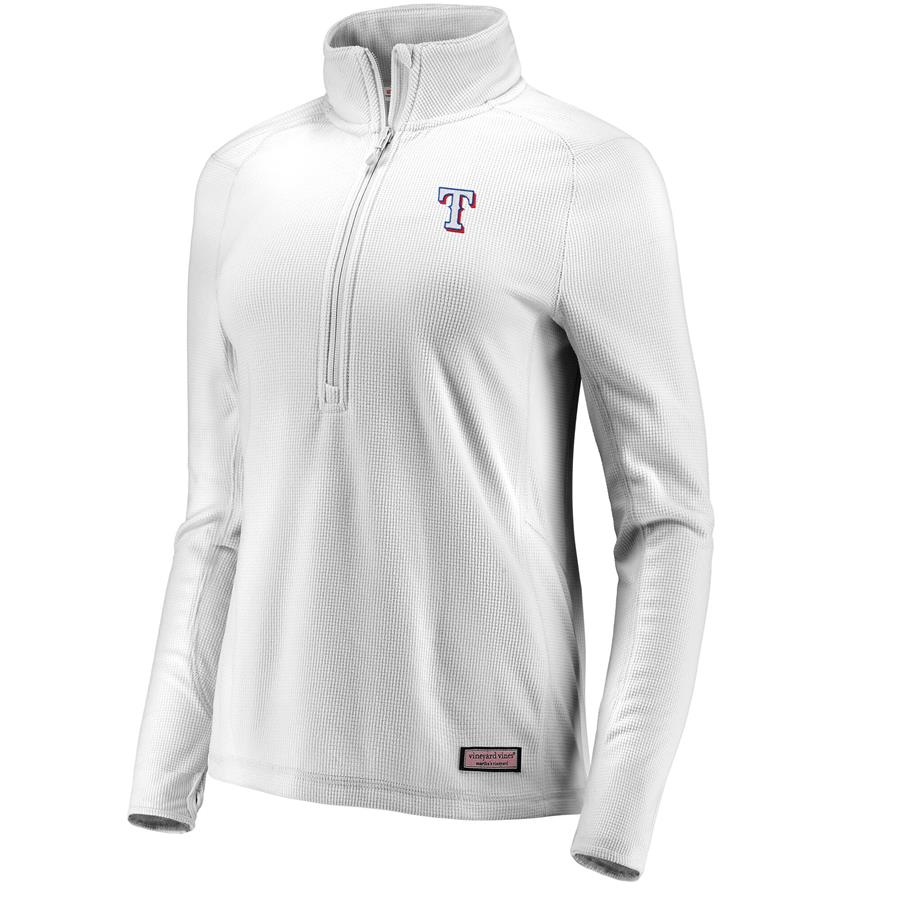 Texas Rangers Vineyard Vines Women's Performance Grid Half-Zip Pullover Jacket - White