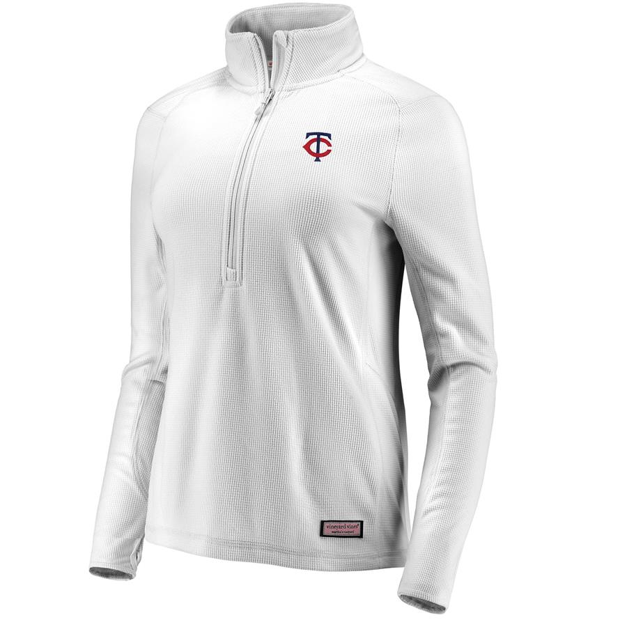 Женская кофта с короткой молнией Minnesota Twins Vineyard Vines Performance Grid (белый)
