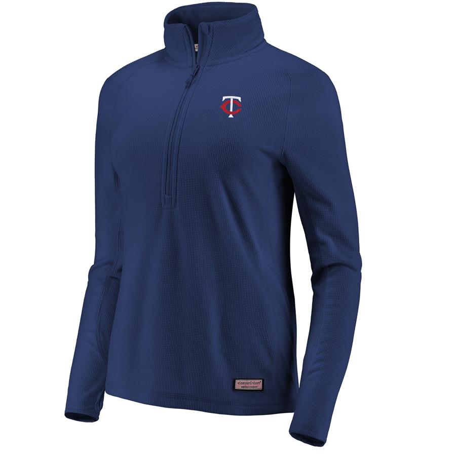 Женская кофта с короткой молнией Minnesota Twins Vineyard Vines Performance Grid (тёмно-синий)