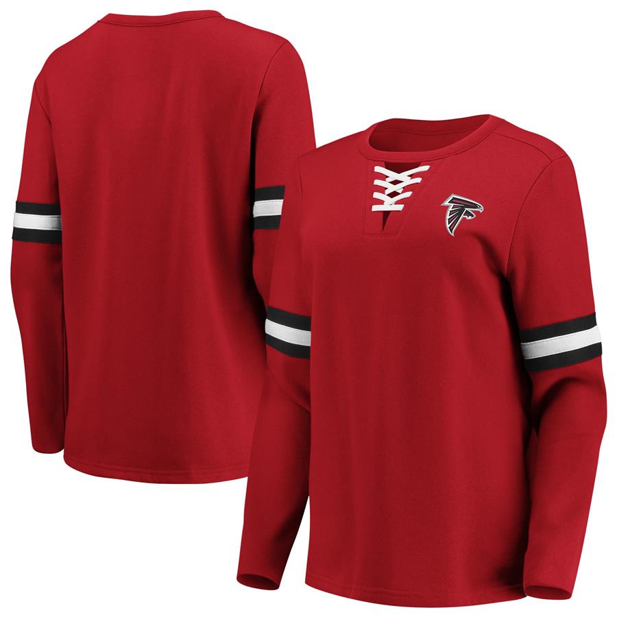 Atlanta Falcons Fanatics Branded Women's Lead Draft Lace-Up Pullover Fleece Sweatshirt - Red