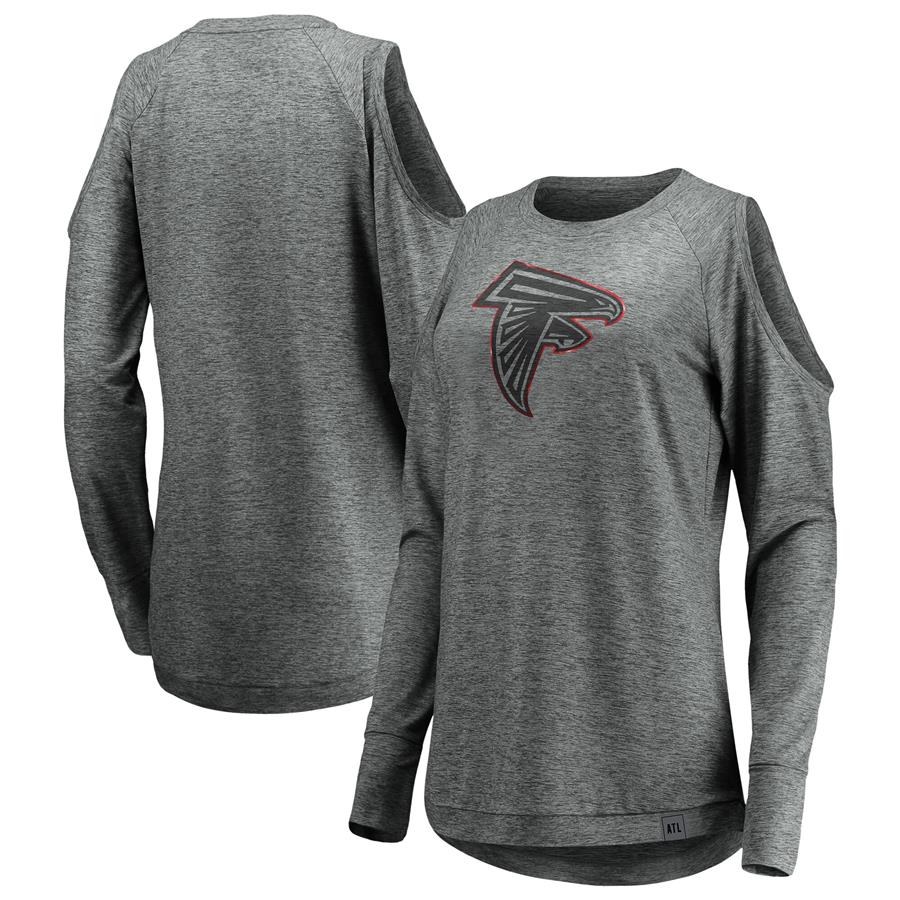 Atlanta Falcons Fanatics Branded Women's Team Ambition Cold Shoulder Long Sleeve T-Shirt - Gray