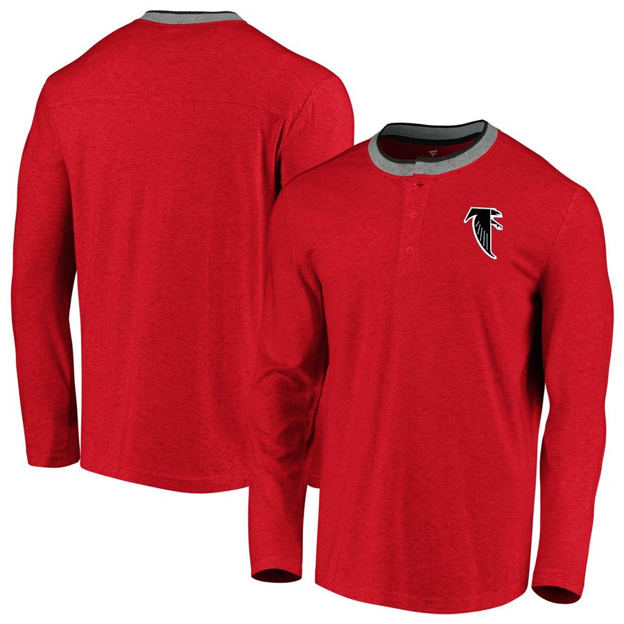 Atlanta Falcons NFL Pro Line by Fanatics Branded True Classic Vintage Slub Henley Long Sleeve T-Shirt - Red