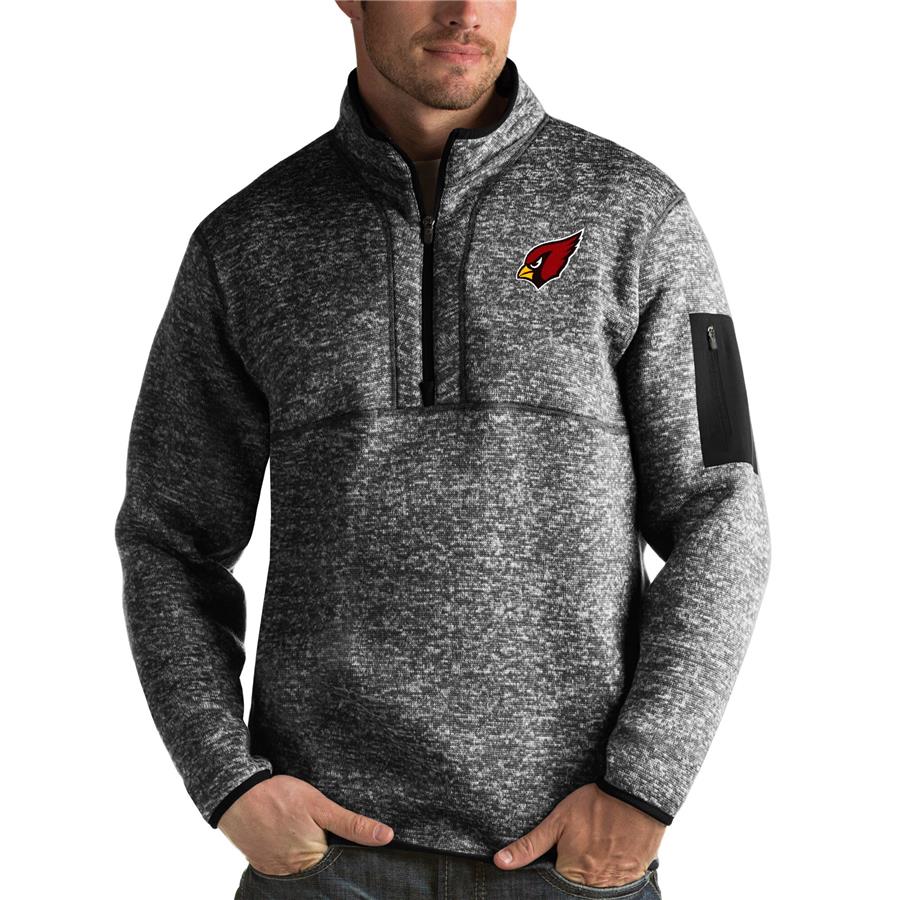 Arizona Cardinals Antigua Fortune Quarter-Zip Pullover Jacket - Heather Black