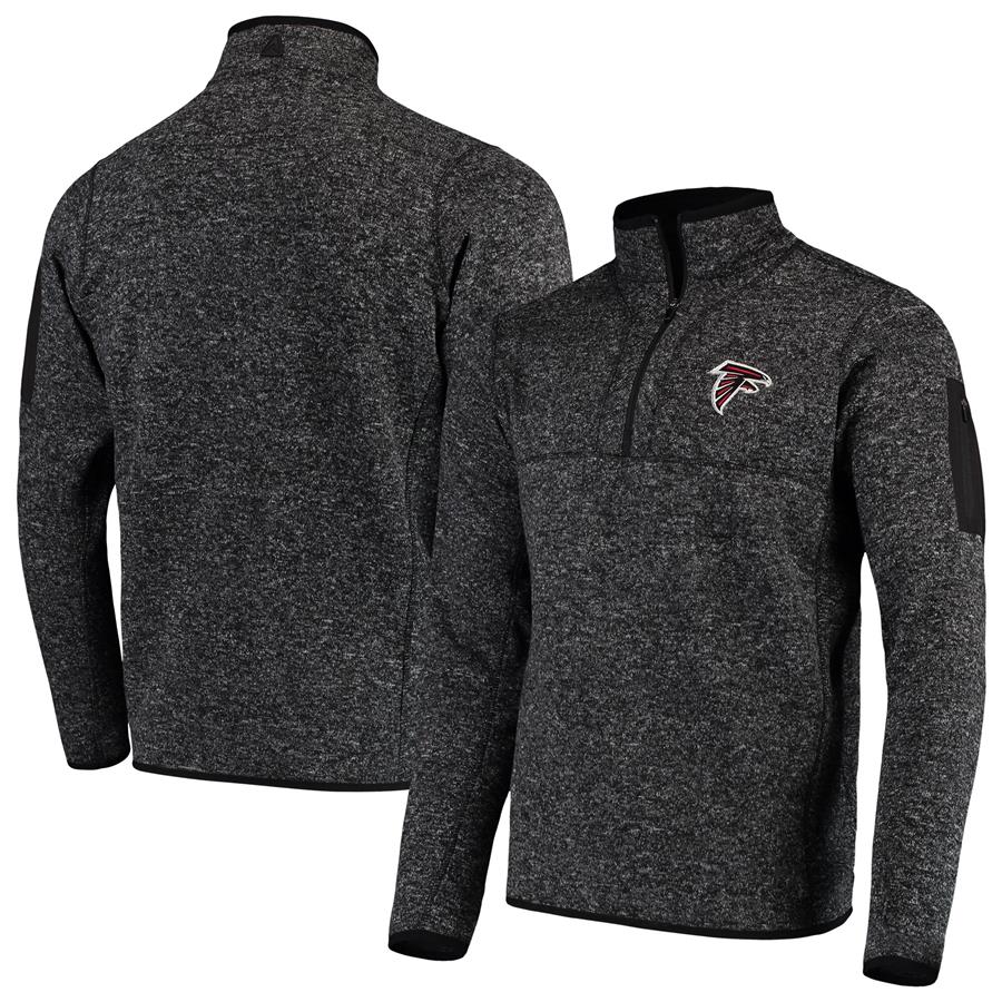 Atlanta Falcons Antigua Fortune Quarter-Zip Pullover Jacket - Heather Black