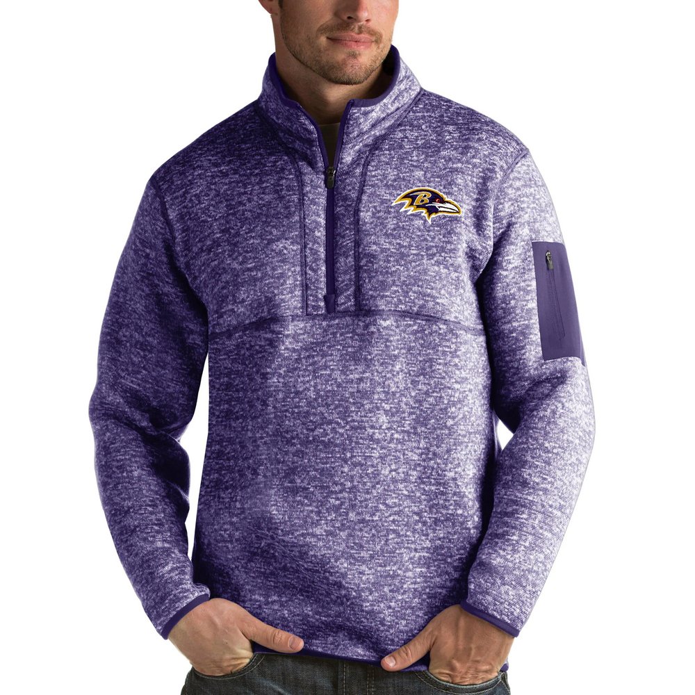 Baltimore Ravens Antigua Fortune Quarter-Zip Pullover Jacket - Heather Purple