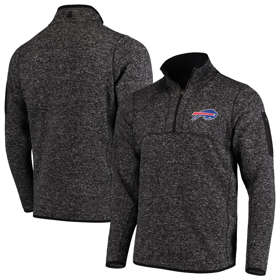 Buffalo Bills Antigua Fortune Quarter-Zip Pullover Jacket - Heathered Black