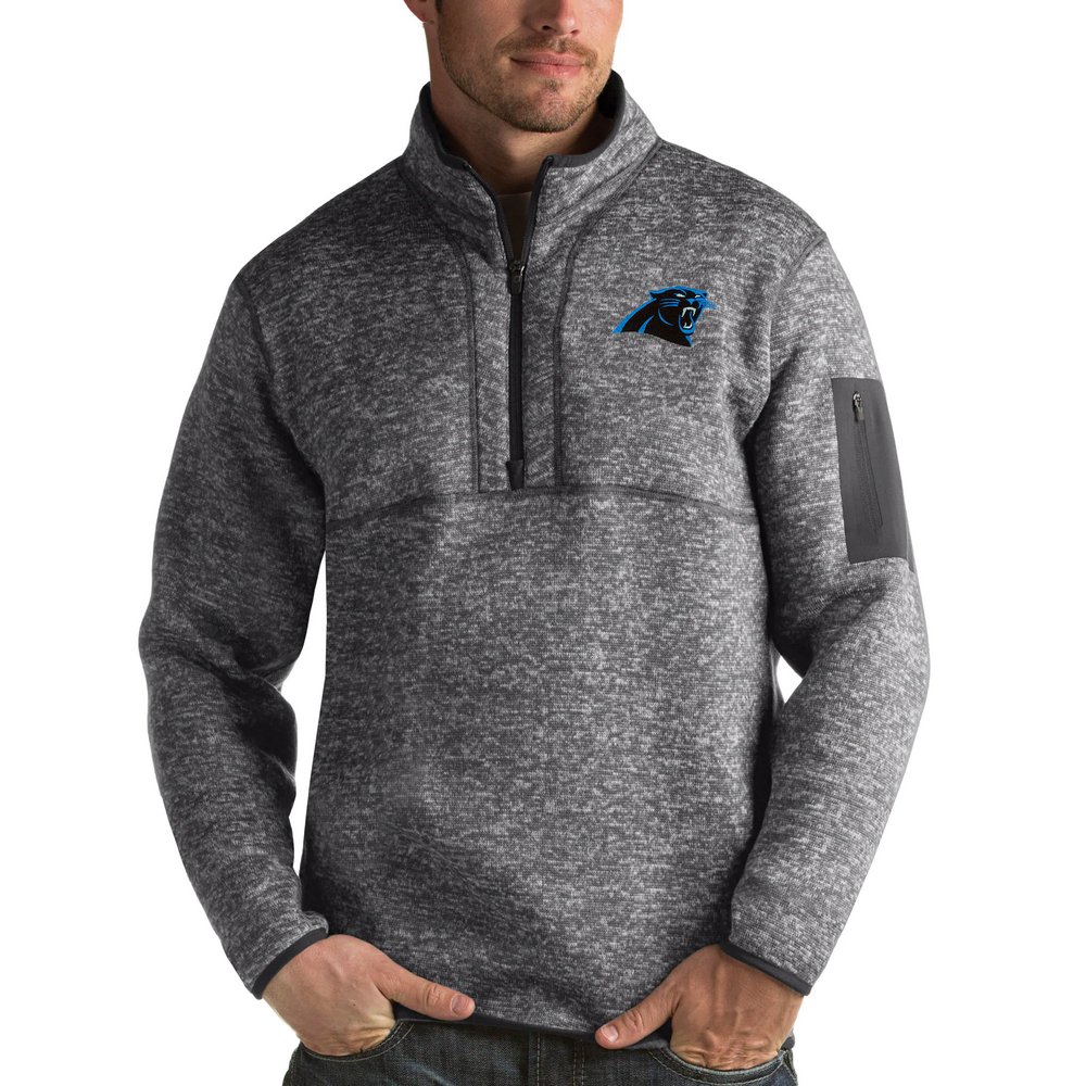 Carolina Panthers Antigua Fortune Quarter-Zip Pullover Jacket - Charcoal