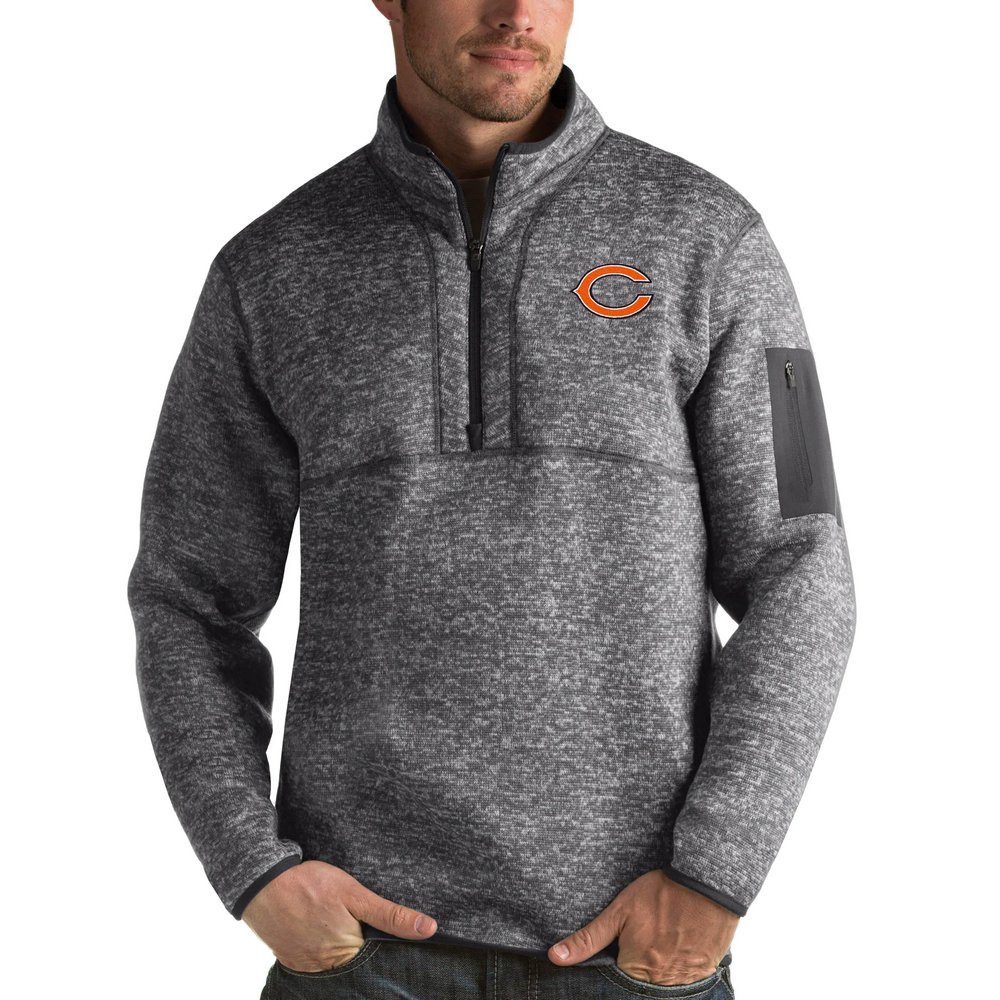 Chicago Bears Antigua Fortune Quarter-Zip Pullover Jacket - Charcoal