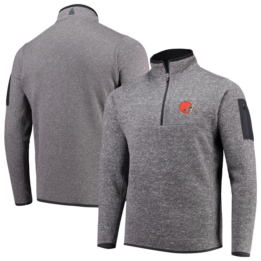 Cleveland Browns Antigua Fortune Quarter-Zip Pullover Jacket - Charcoal