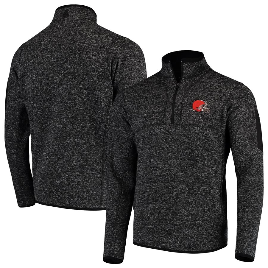 Cleveland Browns Antigua Fortune Quarter-Zip Pullover Jacket - Heather Black
