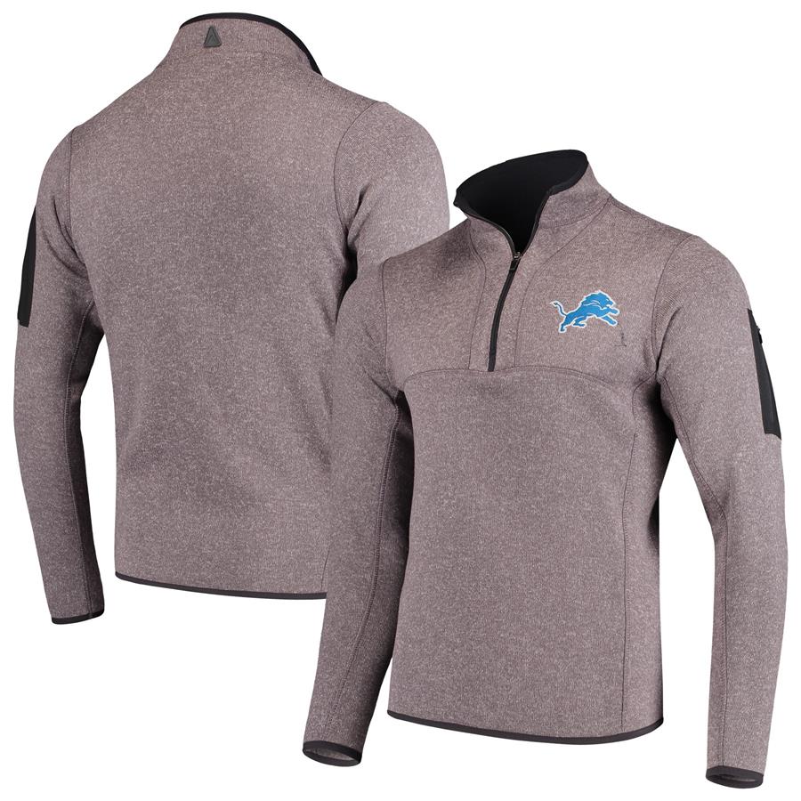 Detroit Lions Antigua Fortune Quarter-Zip Pullover Jacket - Charcoal