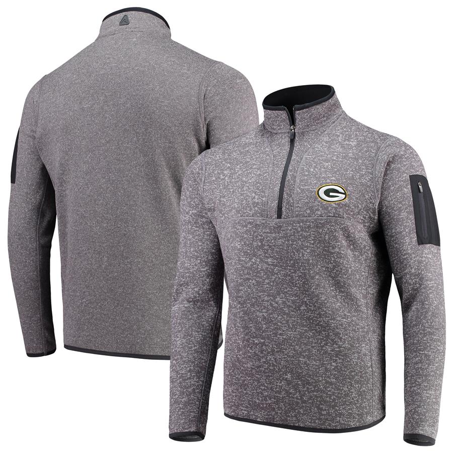 Green Bay Packers Antigua Fortune Quarter-Zip Pullover Jacket - Charcoal
