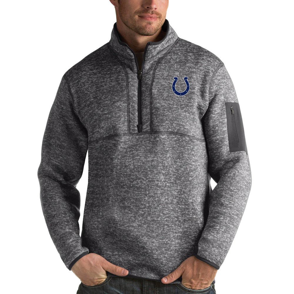 Indianapolis Colts Antigua Fortune Quarter-Zip Pullover Jacket - Charcoal