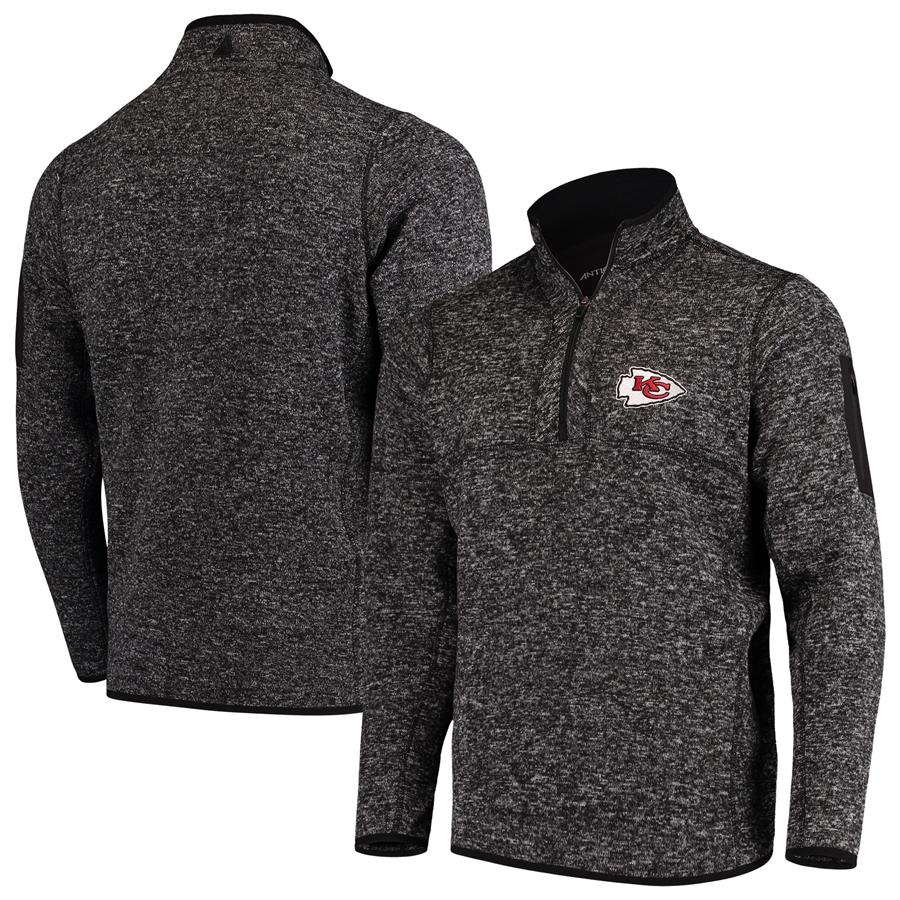Kansas City Chiefs Antigua Fortune Quarter-Zip Pullover Jacket - Heather Black