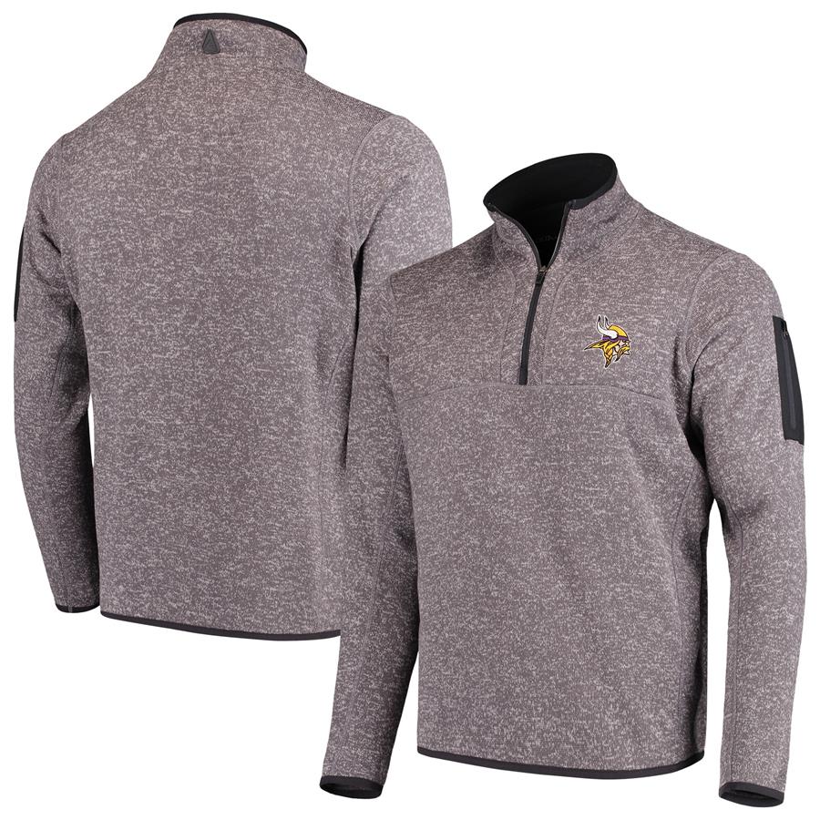 Minnesota Vikings Antigua Fortune Quarter-Zip Pullover Jacket - Charcoal
