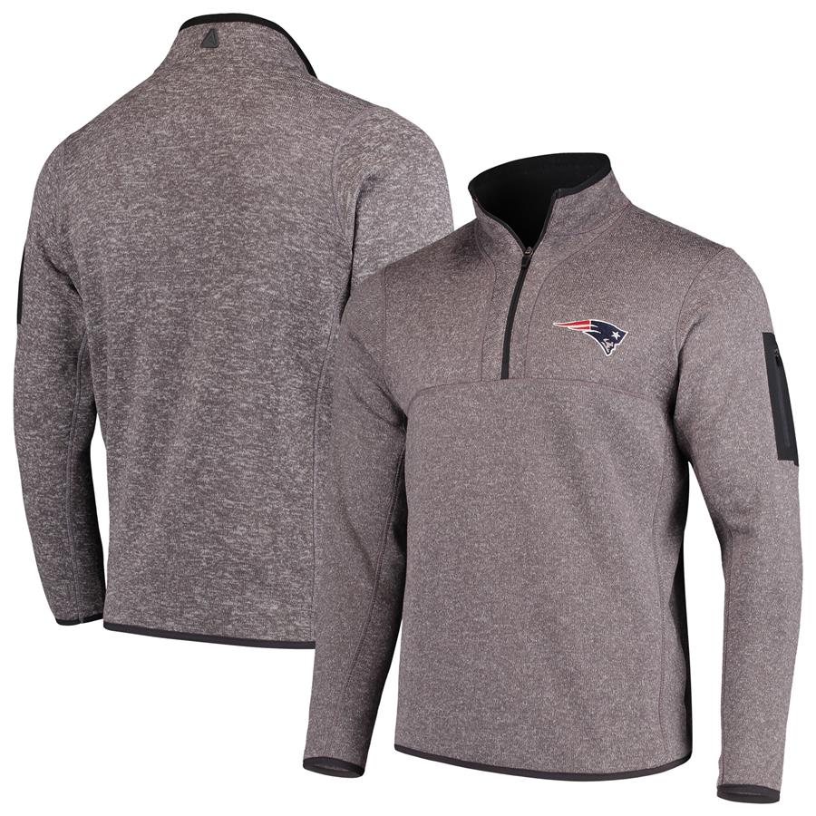 New England Patriots Antigua Fortune Quarter-Zip Pullover Jacket - Charcoal