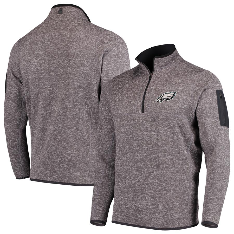 Philadelphia Eagles Antigua Fortune Quarter-Zip Pullover Jacket - Charcoal