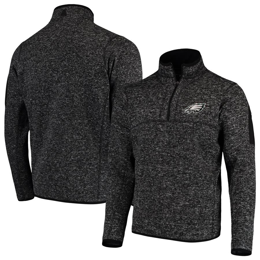 Philadelphia Eagles Antigua Fortune Quarter-Zip Pullover Jacket - Heather Black