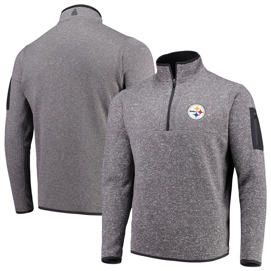 Pittsburgh Steelers Antigua Fortune Quarter-Zip Pullover Jacket - Charcoal