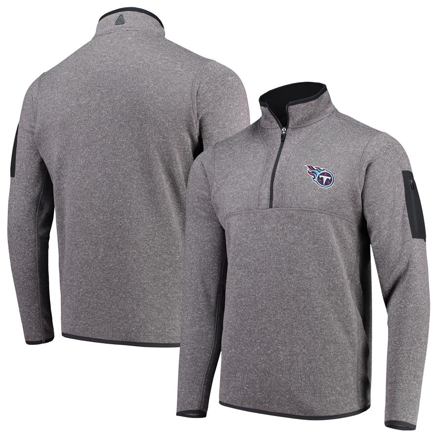 Tennessee Titans Antigua Fortune Quarter-Zip Pullover Jacket - Charcoal