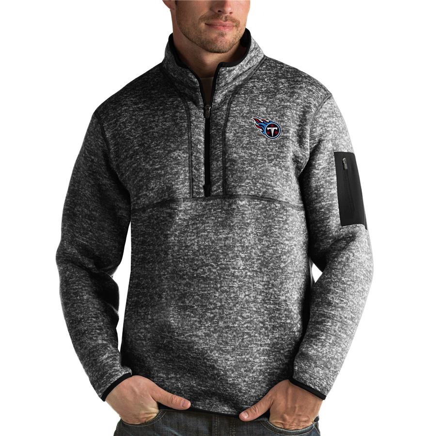 Tennessee Titans Antigua Fortune Quarter-Zip Pullover Jacket - Heather Black