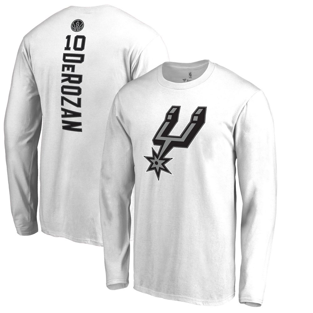 DeMar DeRozan San Antonio Spurs Fanatics Branded Team Backer Name & Number Long Sleeve T-Shirt - White
