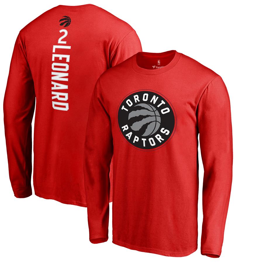 Kawhi Leonard Toronto Raptors Fanatics Branded Team Backer Name & Number Long Sleeve T-Shirt - Red