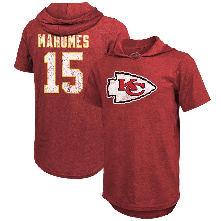 Patrick Mahomes Kansas City Chiefs Fanatics Branded Player Name & Number Tri-Blend Hoodie T-Shirt - Red