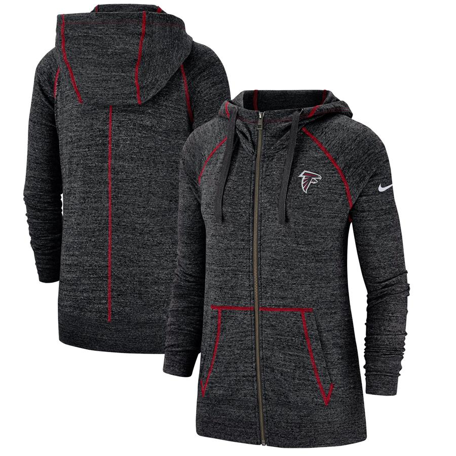 Atlanta Falcons Nike Women's Gym Vintage Raglan Full-Zip Hoodie - Heathered Black
