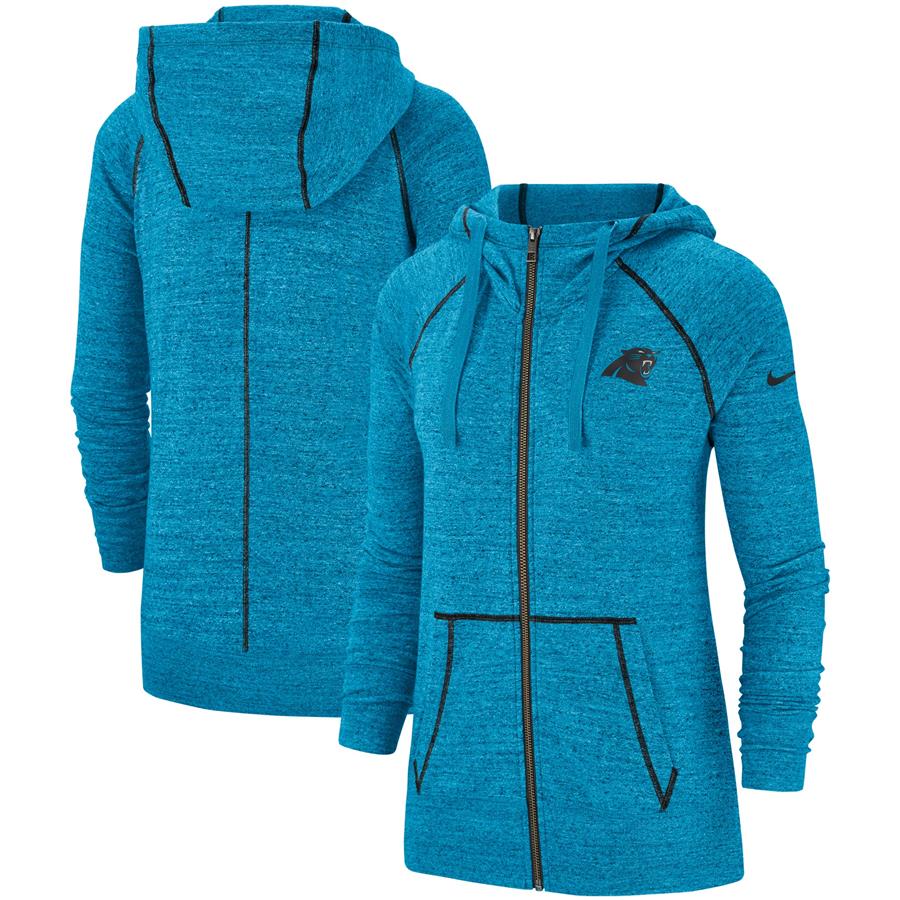 Carolina Panthers Nike Women's Gym Vintage Raglan Full-Zip Hoodie - Heathered Blue