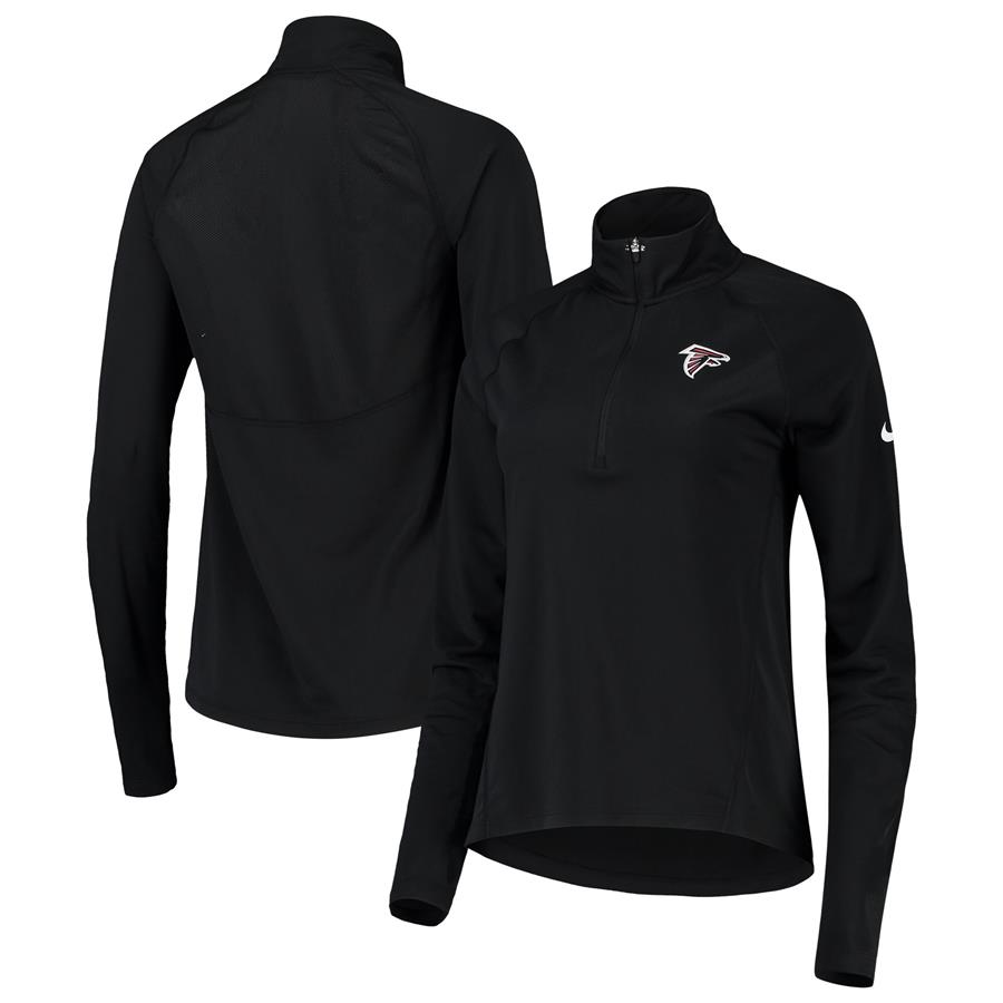 Atlanta Falcons Nike Women's Raglan Performance Half-Zip Core Jacket - Black